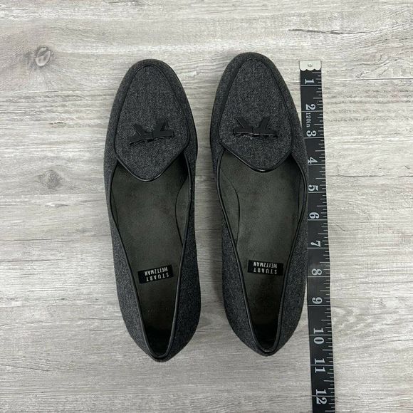 Stuart Weitzman Gray Loafer Tortoise Trim Size 5.5 Slip-On Designer Shoes Flats - Picture 9 of 9